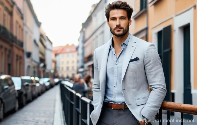 남성 복장의 컬러 심리 - A confident and professional man in his late 30s, dressed in an impeccably tailored dark indigo blue... 남성 복장의 컬러 심리 - A confident and professional man in his late 30s, dressed in an impeccably tailored dark indigo blue...